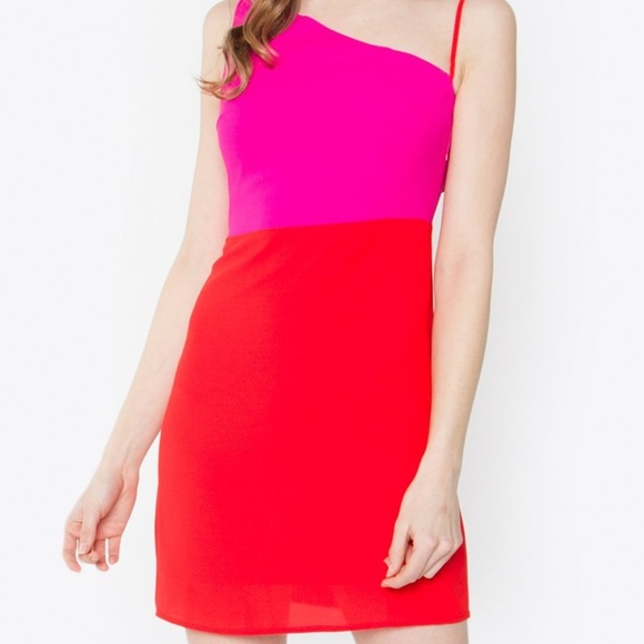 Sugarlips Dresses & Skirts - Love Again One Shoulder Two Tone Mini Dress